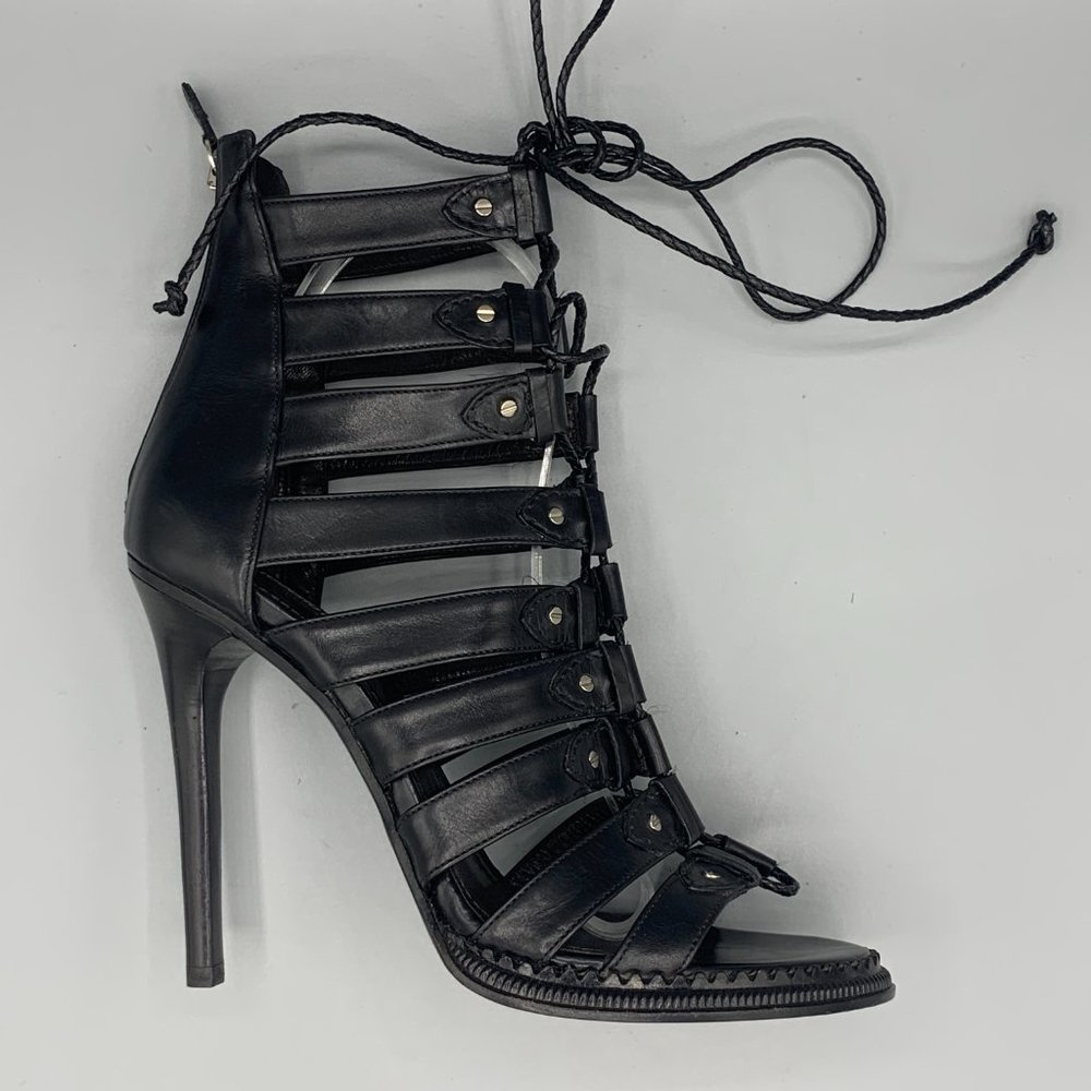 RARE - Roberto Cavalli Black Sandals in Leather (37)  - FL-SH-050